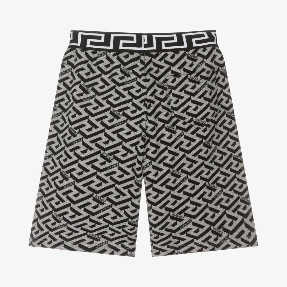 Versace-Teen Boys Grey & Black Logo Shorts | Childrensalon Outlet