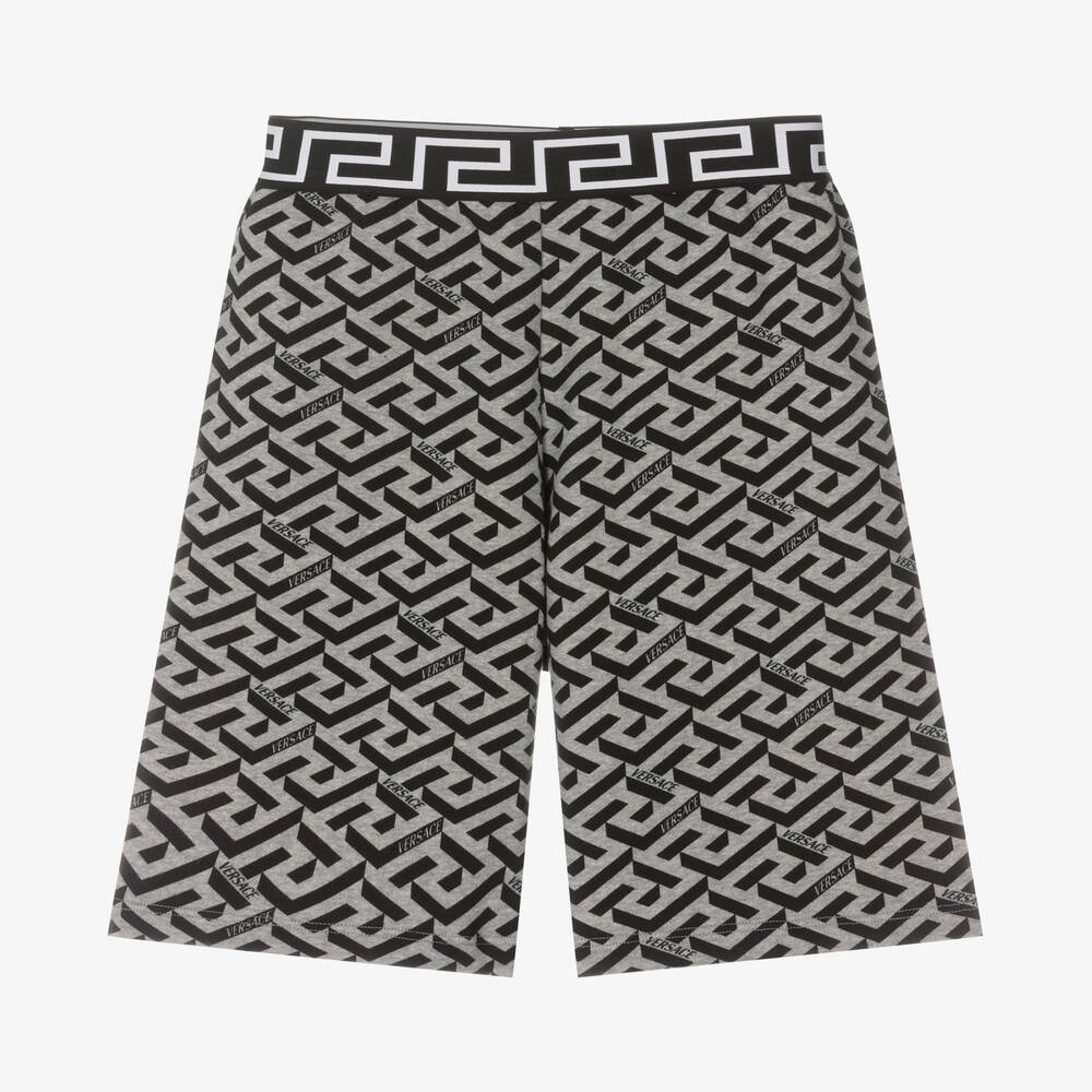 Versace-Teen Boys Grey & Black Logo Shorts | Childrensalon Outlet