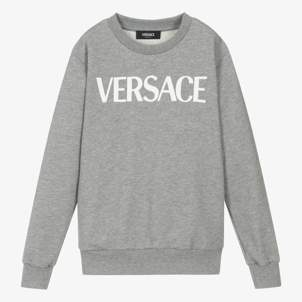 Versace-Teen Boys Grey Marl Cotton Sweatshirt | Childrensalon Outlet