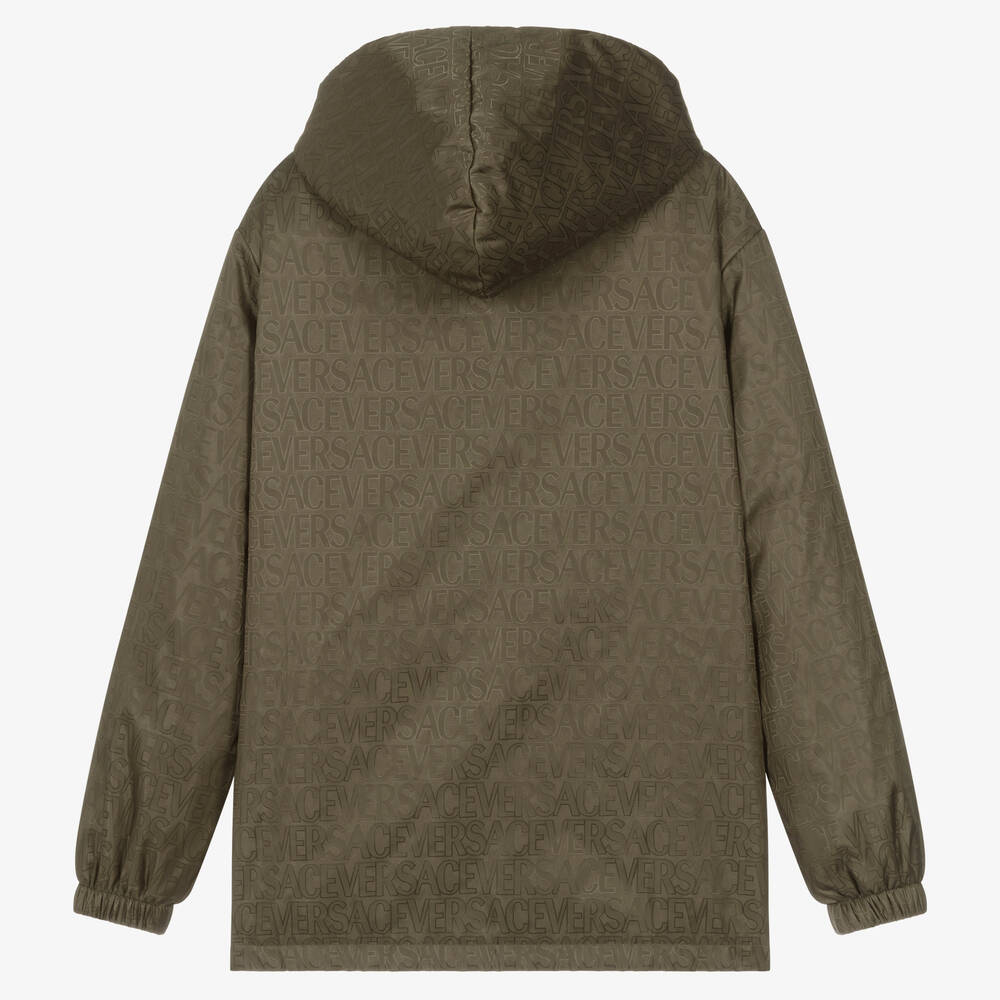 Versace-جاكيت تينز ولادي مبطن لون أخضر كاكي | Childrensalon Outlet