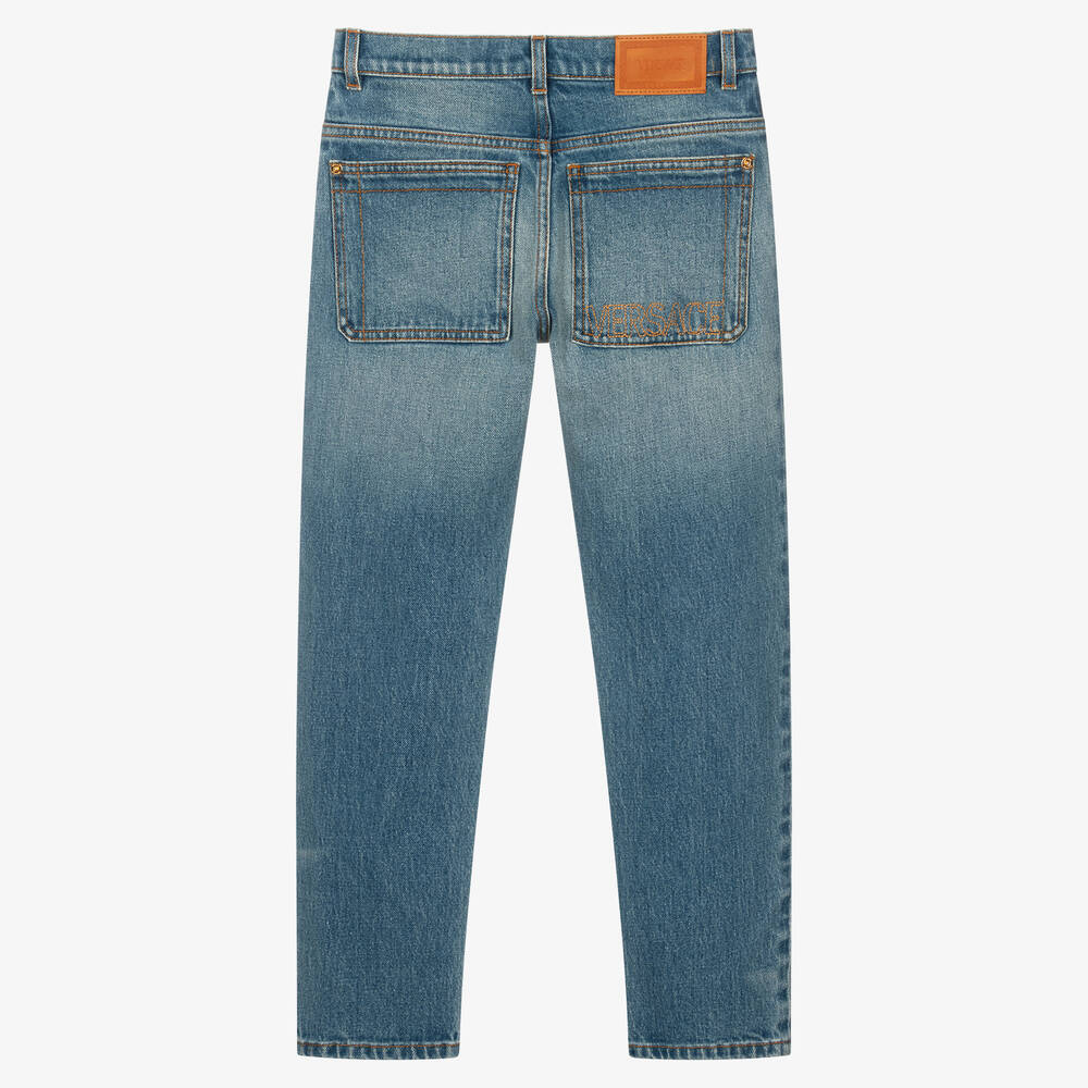 Versace-جينز تينز ولادي قطن دنيم لون أزرق | Childrensalon Outlet