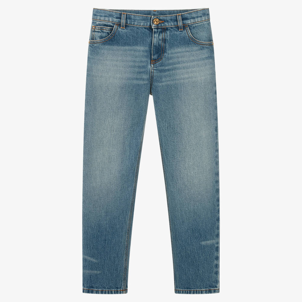 Versace - Jean bleu moyen en denim ado garçon | Childrensalon