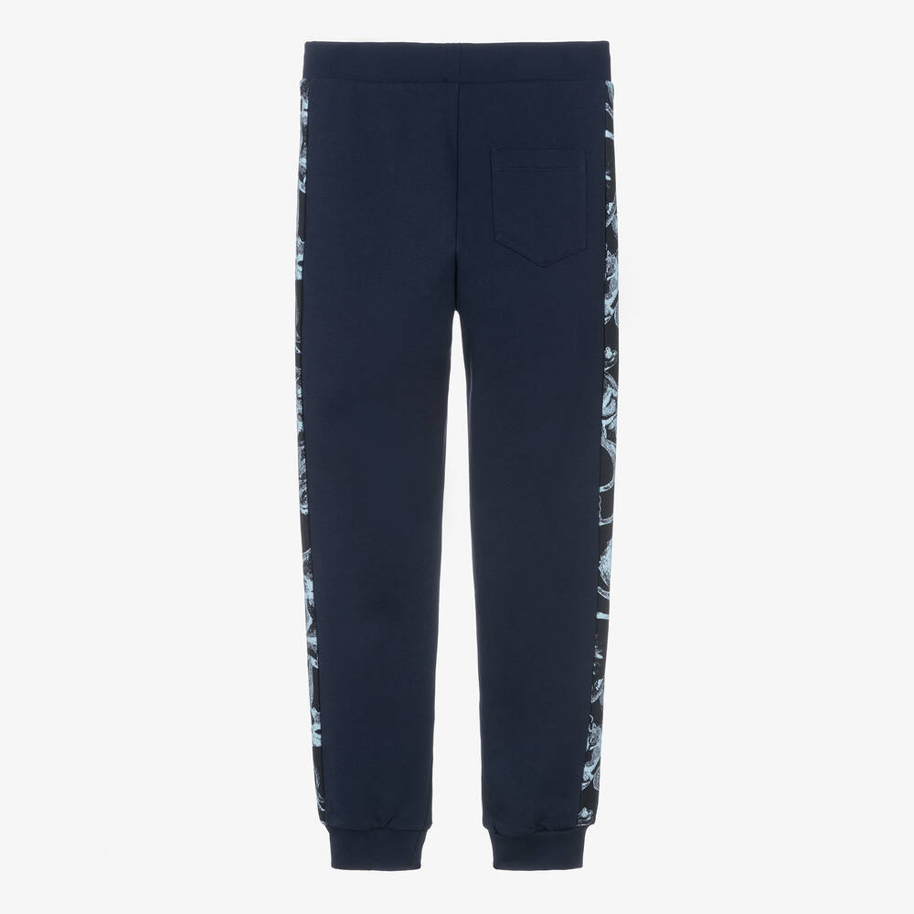 Versace-Teen Boys Navy Blue Barocco Stencil Joggers | Childrensalon Outlet