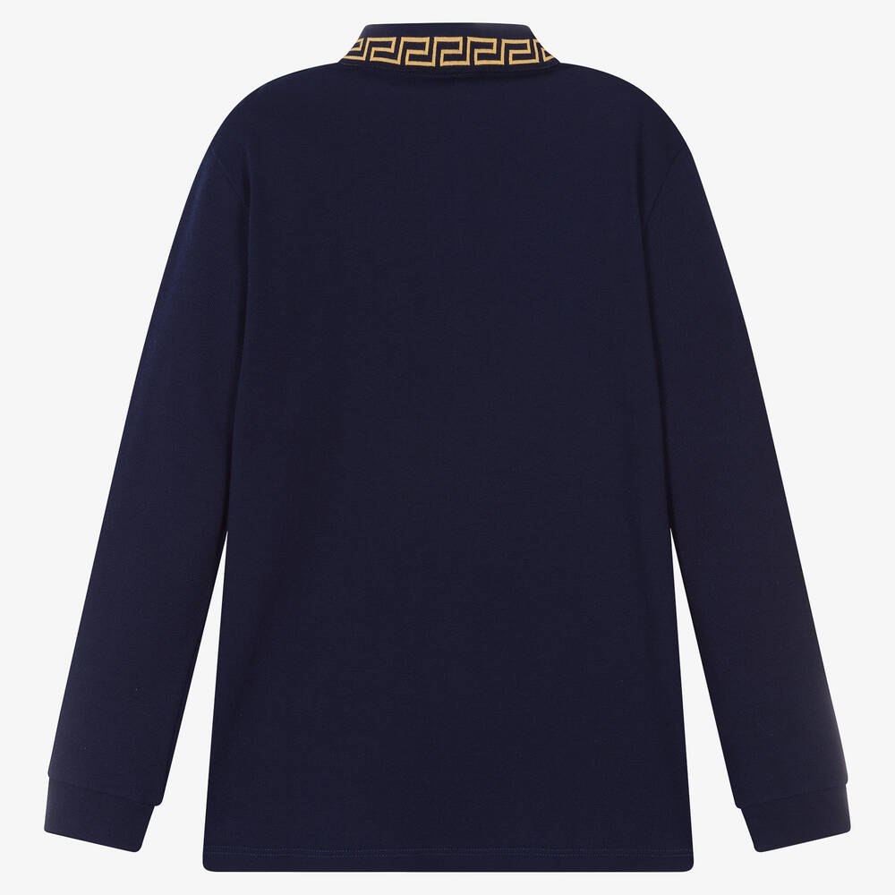 Versace-Teen Boys Navy Blue Cotton Polo Shirt | Childrensalon Outlet