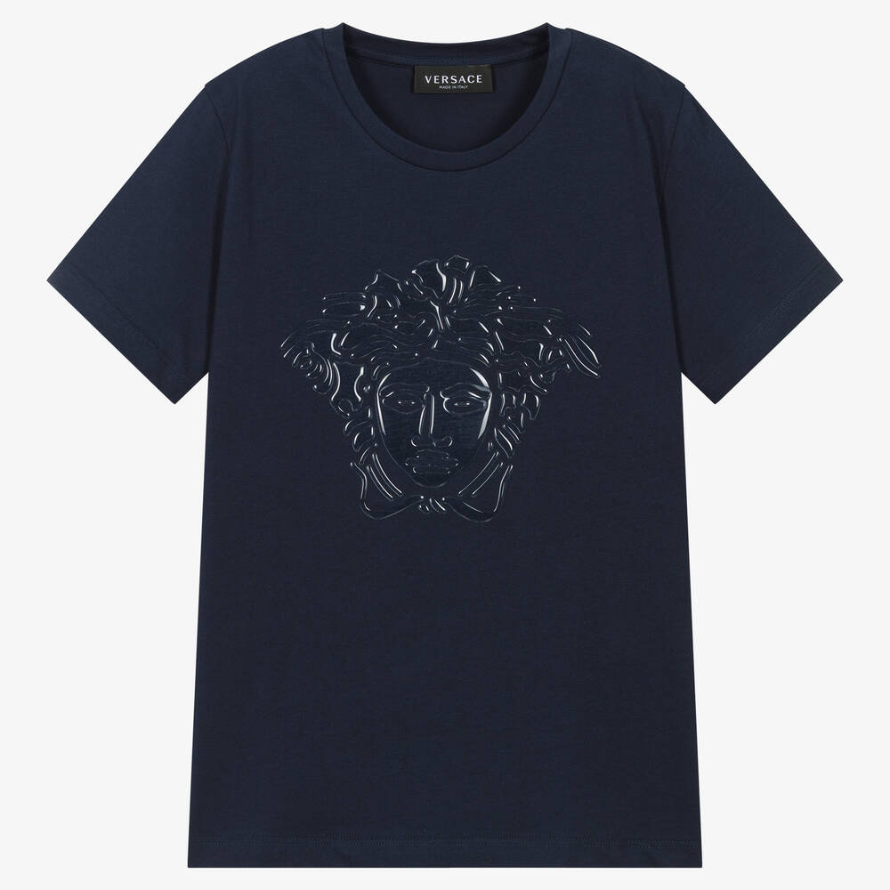 Versace - Teen Boys Navy Blue Medusa T-Shirt | Childrensalon