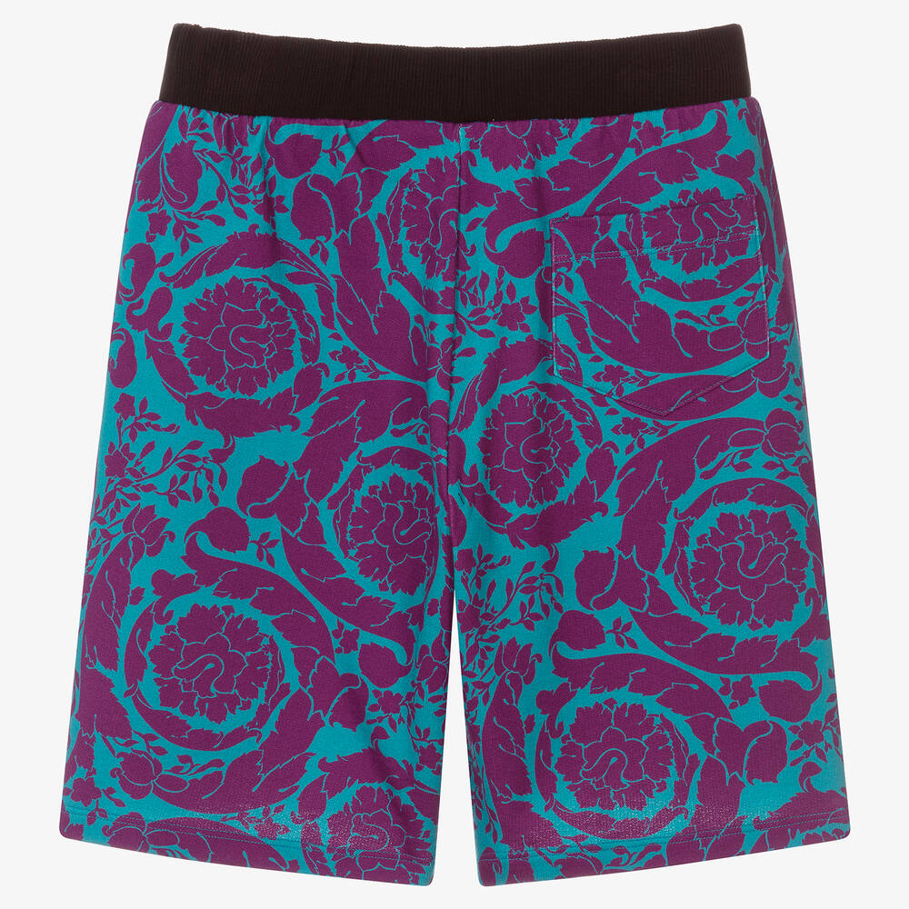 Versace-Синие шорты с бирюзовым узором для мальчиков-подростков | Childrensalon Outlet