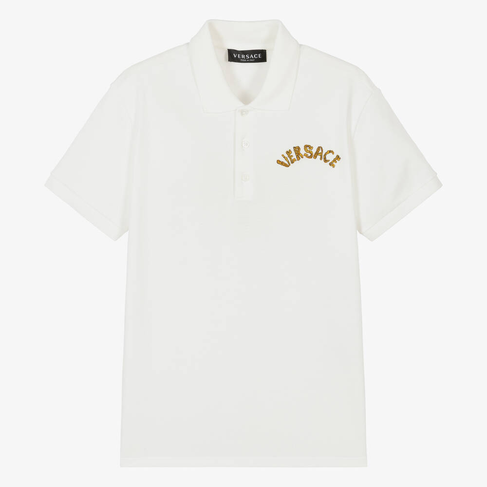 Versace - Weißes Teen Baumwoll-Poloshirt | Childrensalon