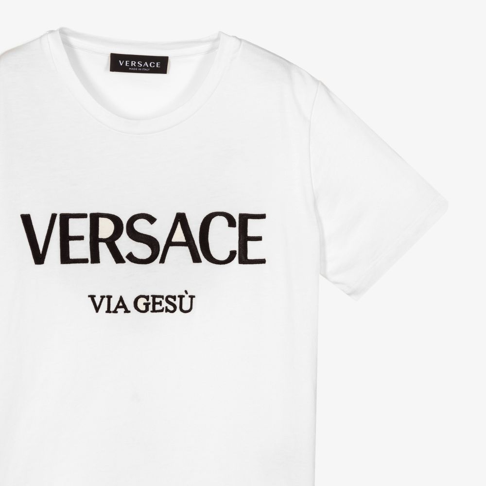 Versace Teen Boys White Cotton T Shirt Childrensalon Outlet