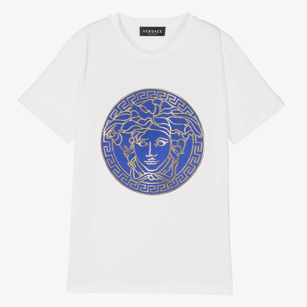 Versace - Teen Boys White Medusa Logo T-Shirt | Childrensalon