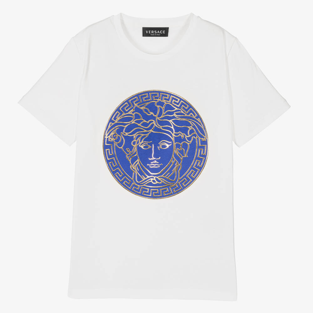Versace-Teen Boys White Medusa Logo T-Shirt | Childrensalon Outlet