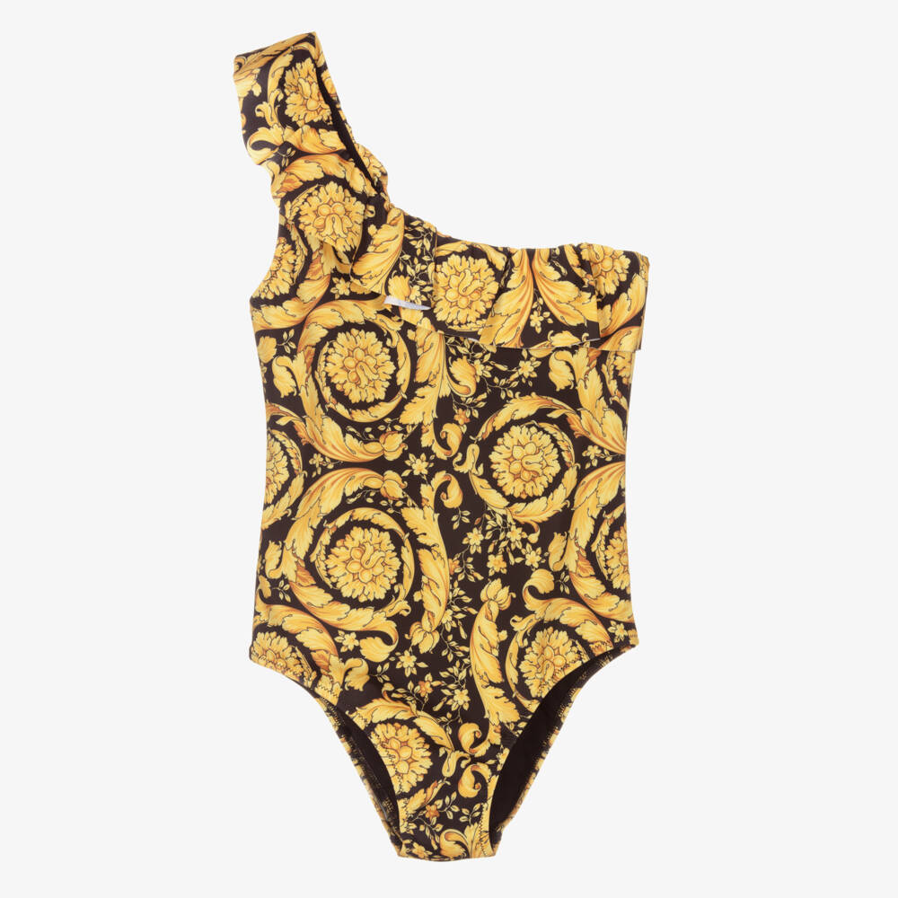 Versace-Teen Girls Black Barocco Swimsuit | Childrensalon Outlet