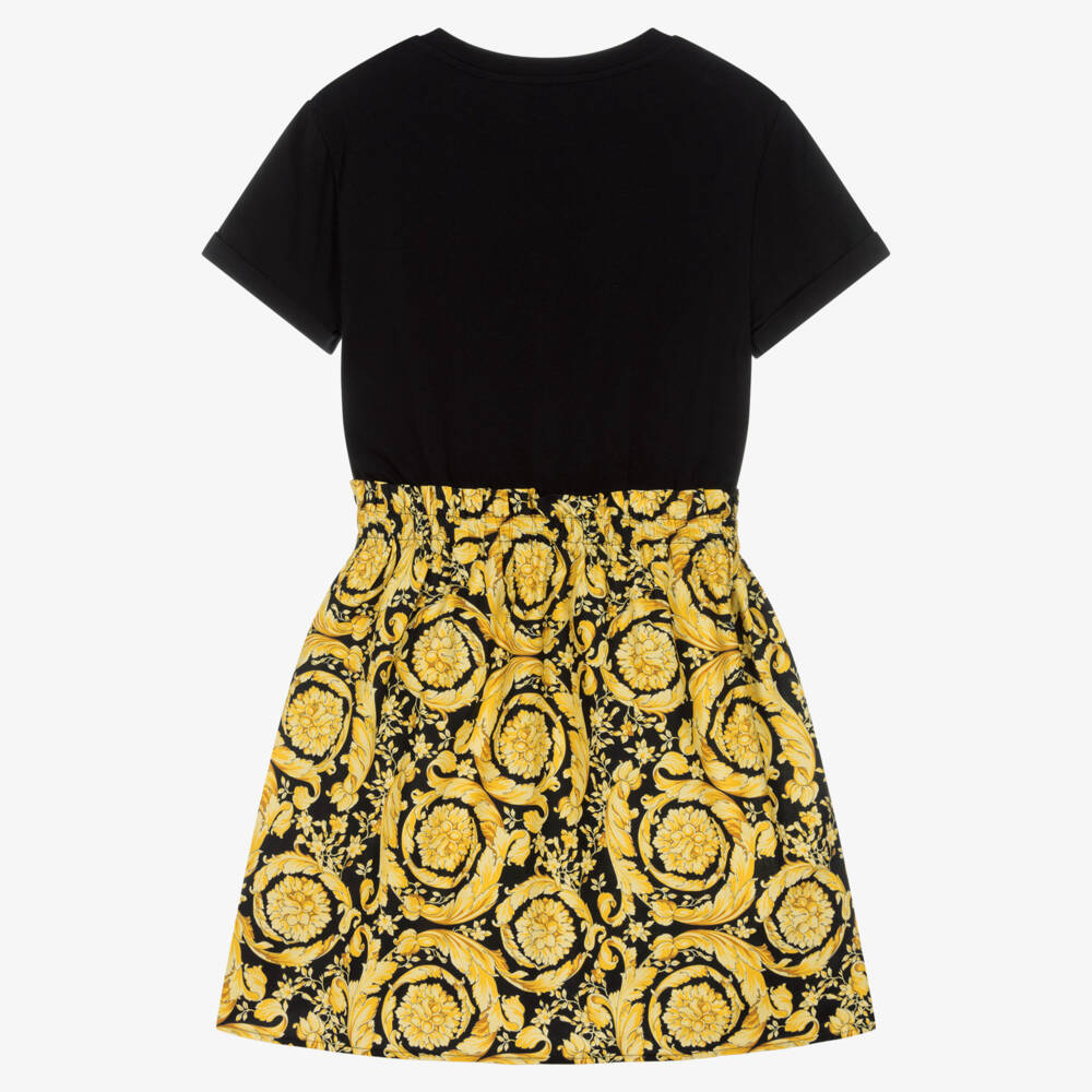 Versace-Teen Girls Black & Gold Barocco Dress | Childrensalon Outlet