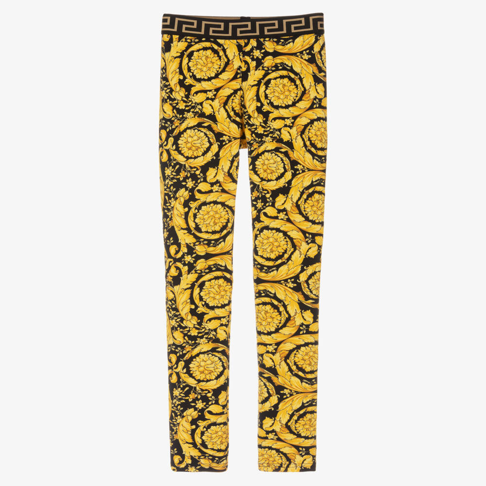 Versace-Teen Girls Black & Gold Barocco Print Leggings | Childrensalon Outlet