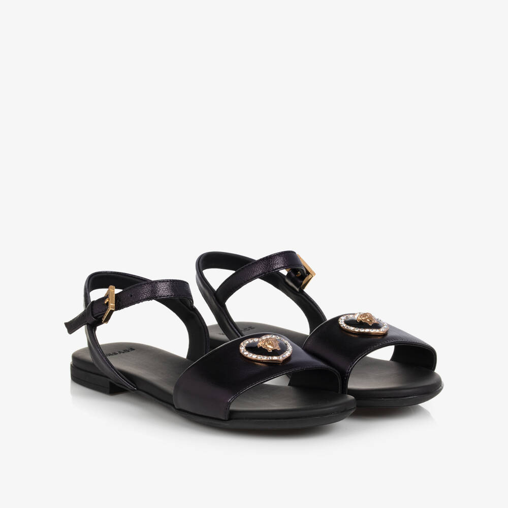 Versace-Черные кожаные сандалии Medusa | Childrensalon Outlet