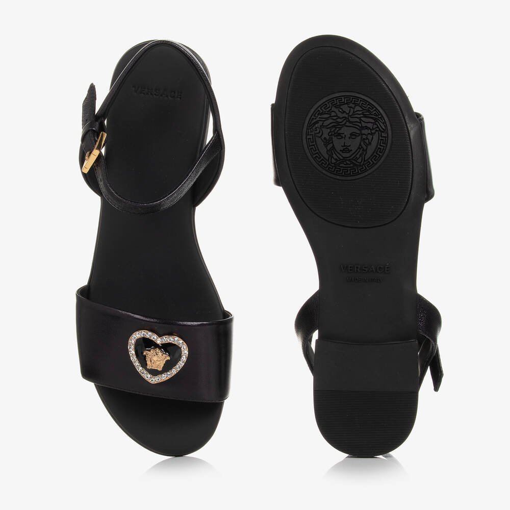 Versace - Teen Girls Black leather Medusa Sandals