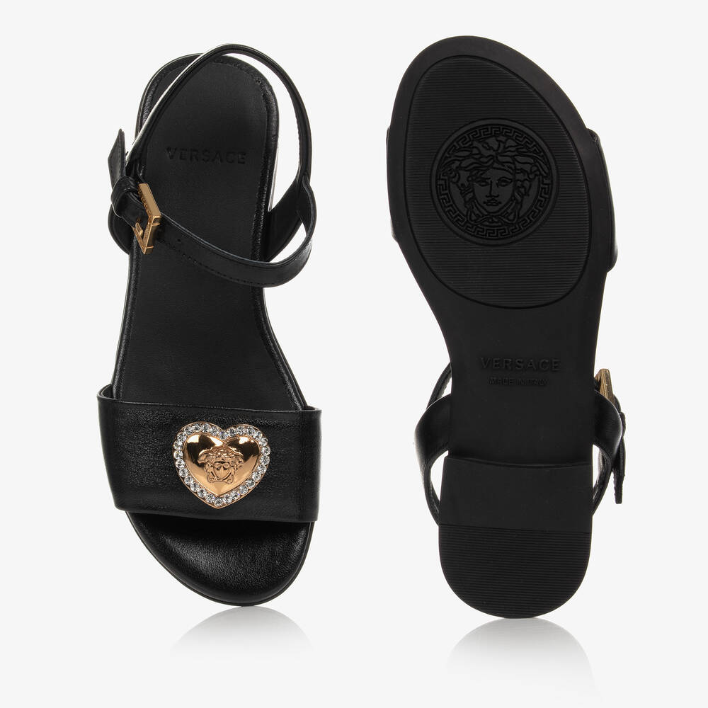 Versace-Черные кожаные сандалии | Childrensalon Outlet