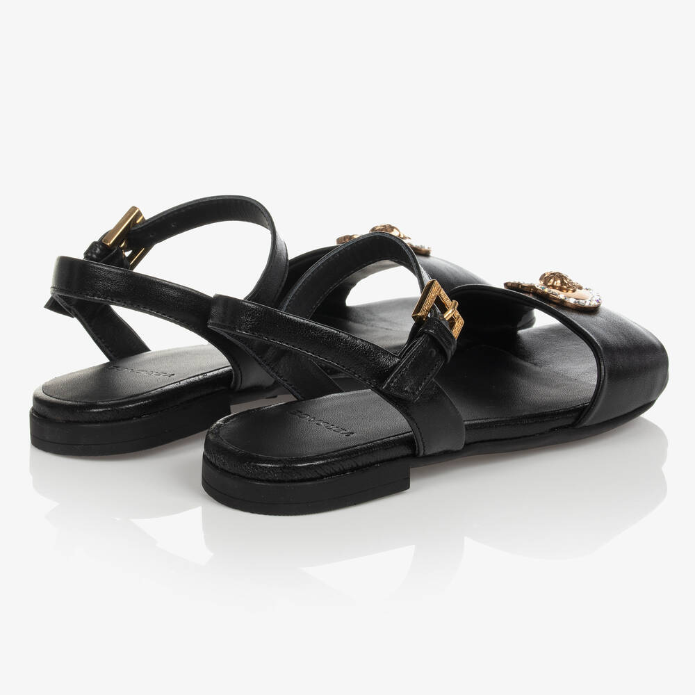 Versace-Черные кожаные сандалии | Childrensalon Outlet