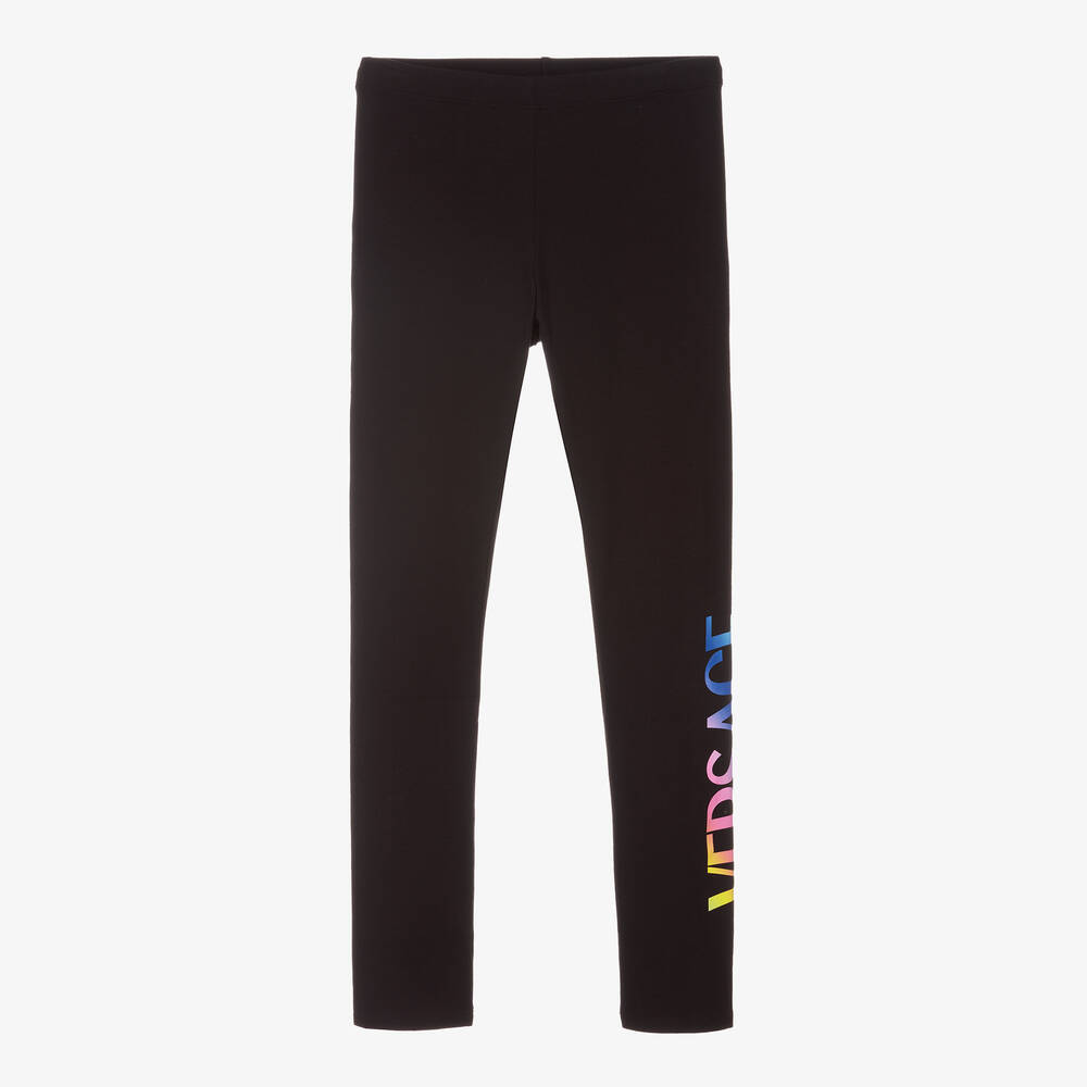 Versace-ليغنغز تينز بناتي قطن جيرسي لون أسود | Childrensalon Outlet
