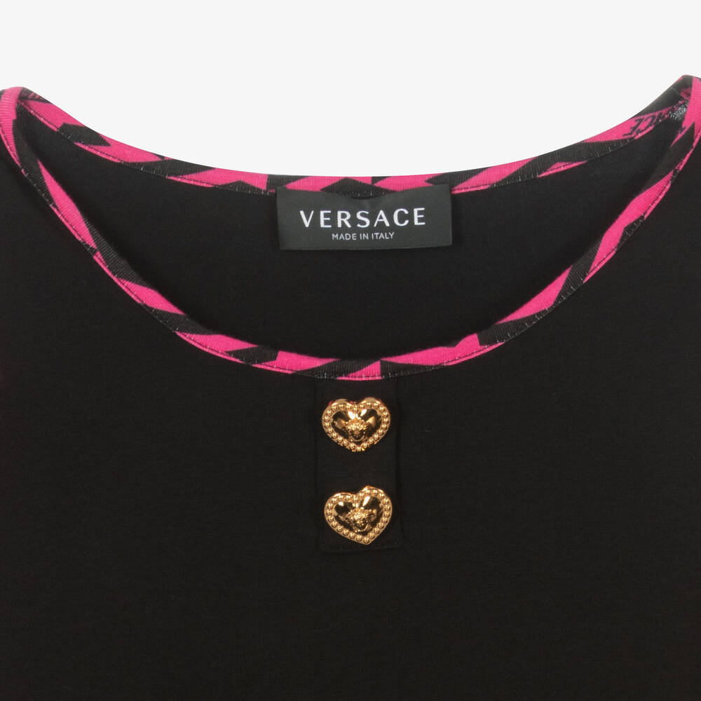 Versace-Teen Girls Black & Pink Greca Dress | Childrensalon Outlet