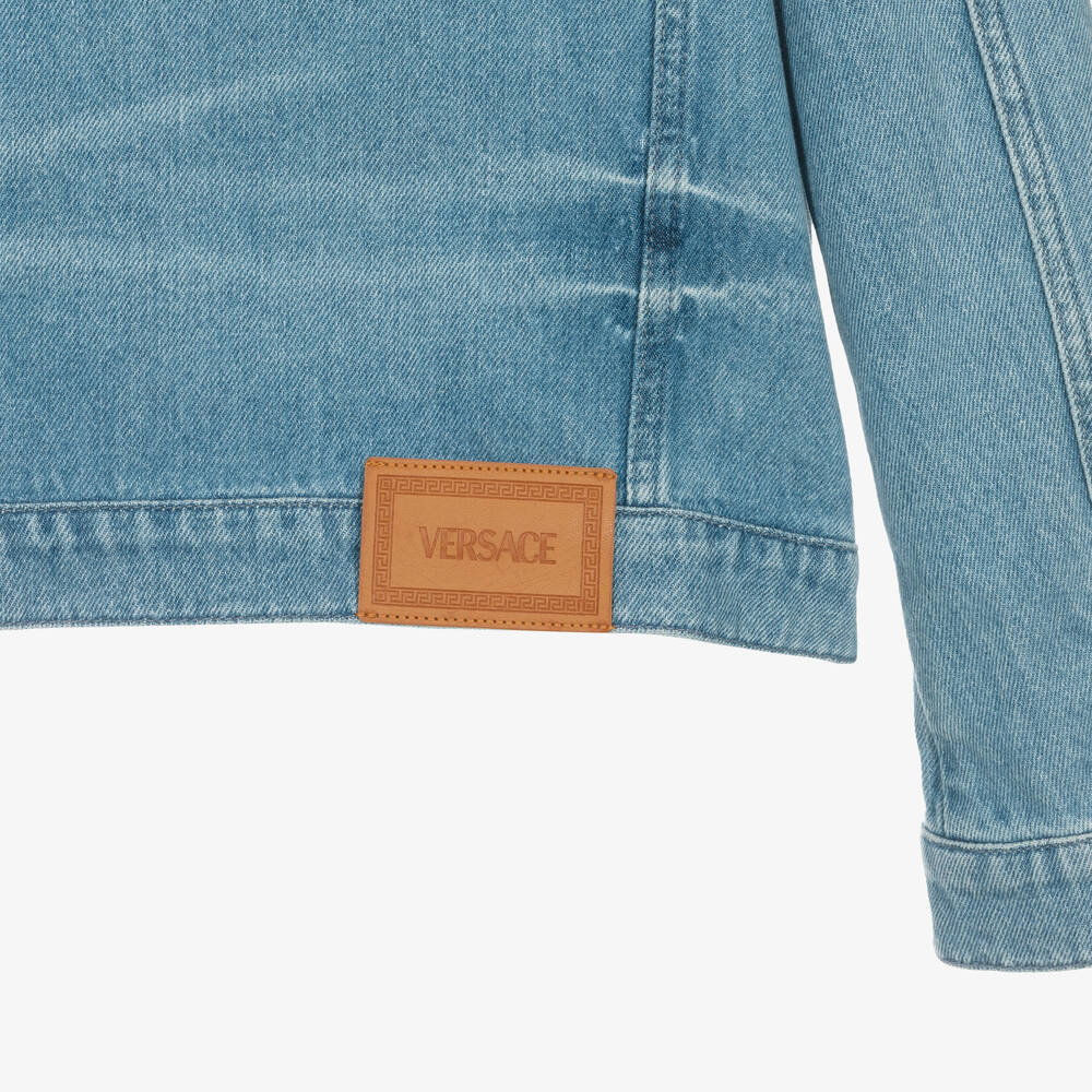 Versace-Teen Girls Blue Blossom Denim Jacket | Childrensalon Outlet