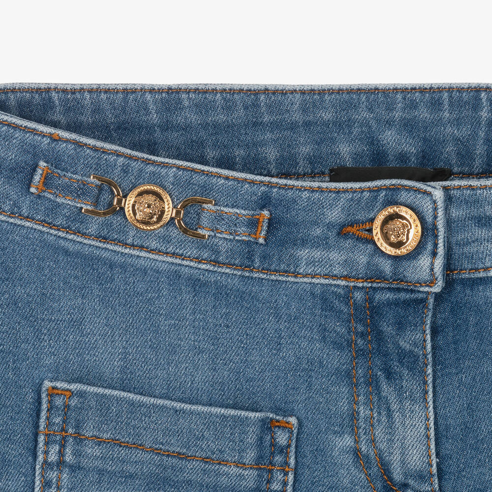 Versace-Синие джинсы-клеш для девочек-подростков | Childrensalon Outlet