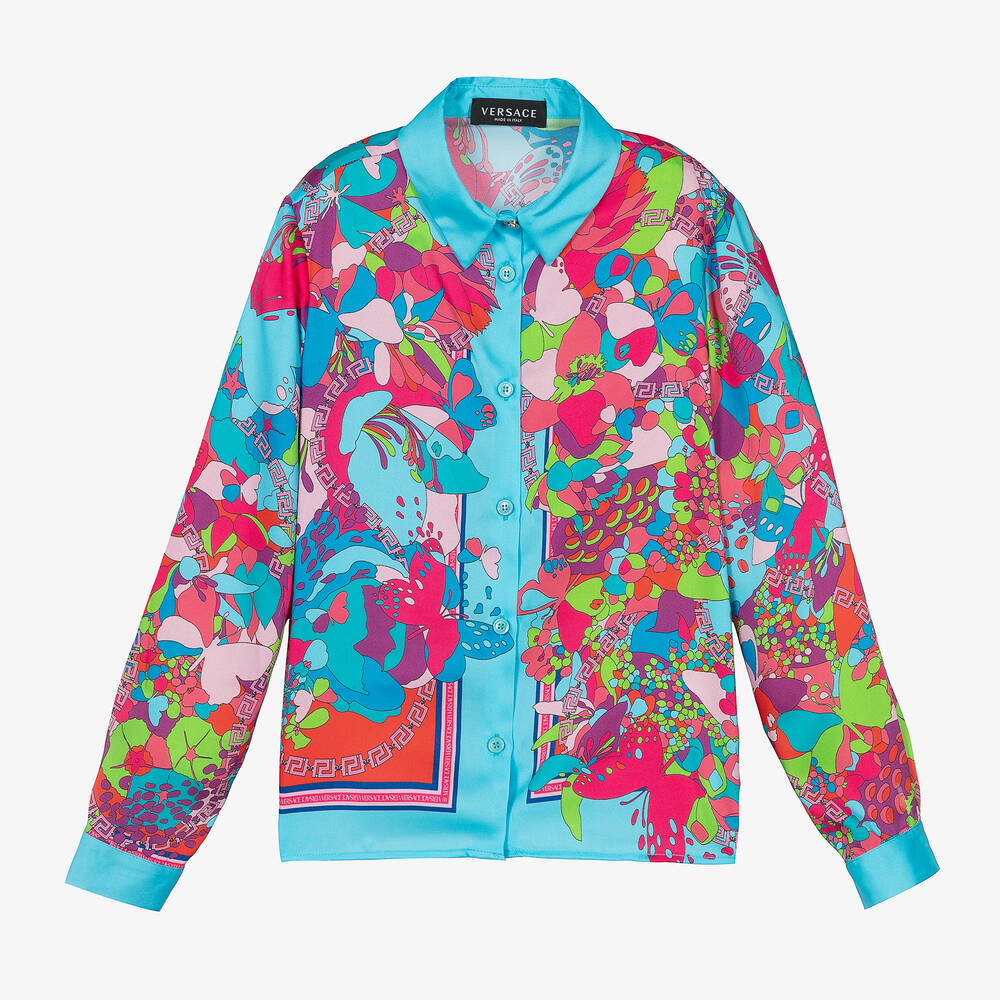 Versace - Blaues Teen Floral Summer Hemd | Childrensalon