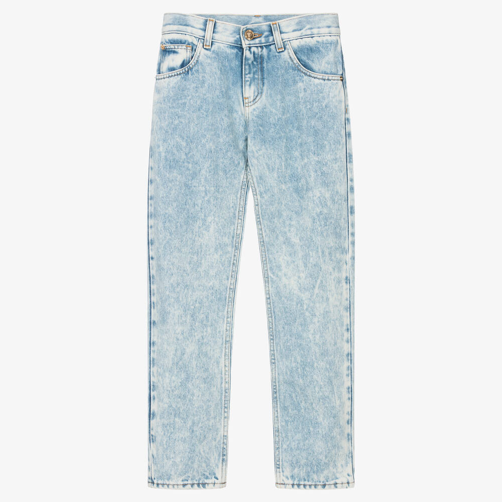 Versace - Teen Girls Blue Washed Denim Jeans | Childrensalon