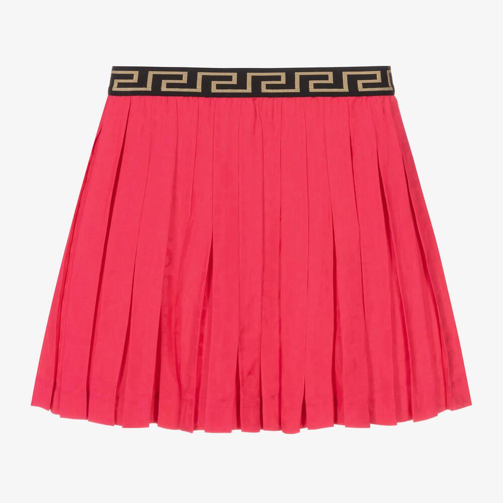 Versace - Jupe plissée fuchsia en satin ado | Childrensalon