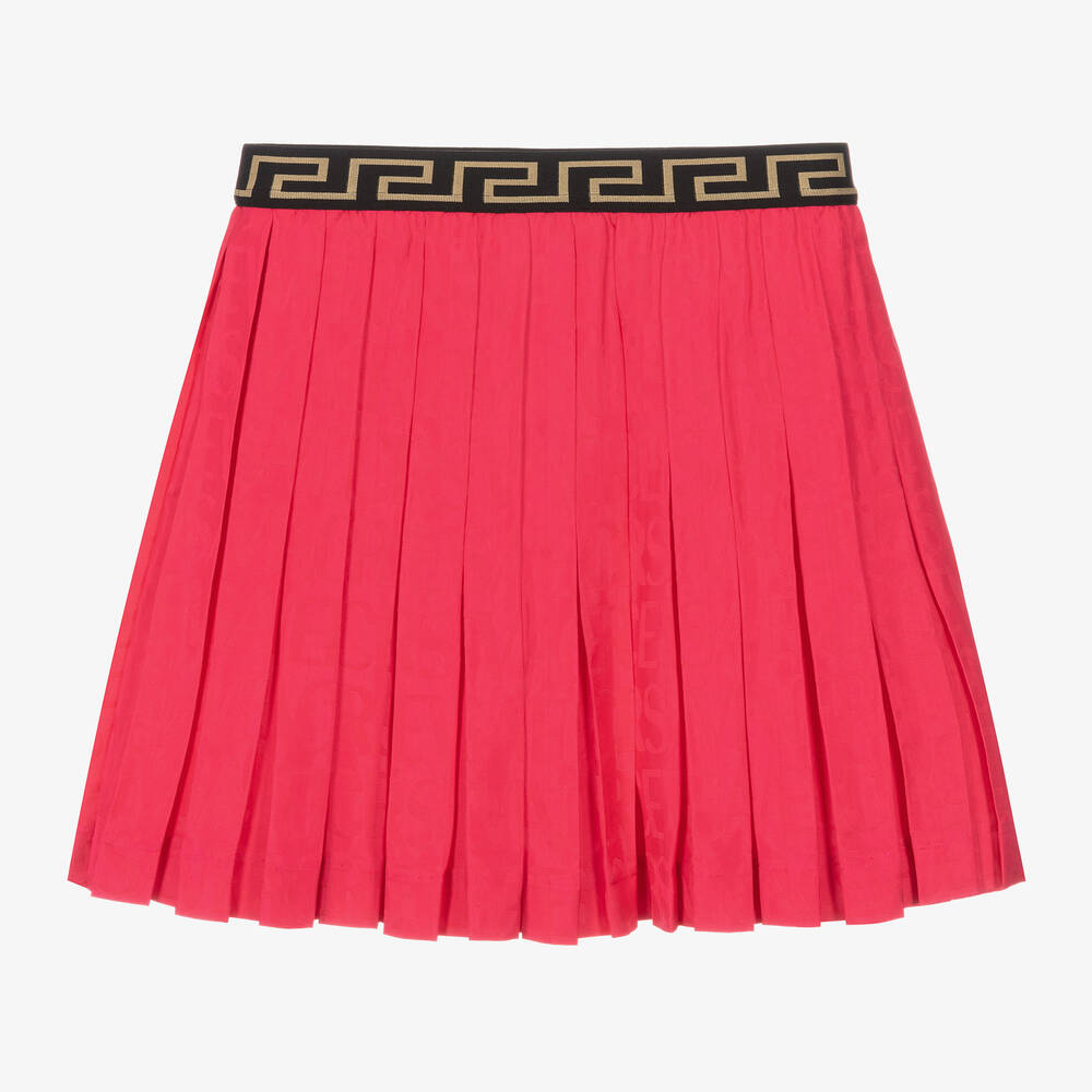 Versace Teen Girls Fuchsia Pink Pleated Satin Skirt