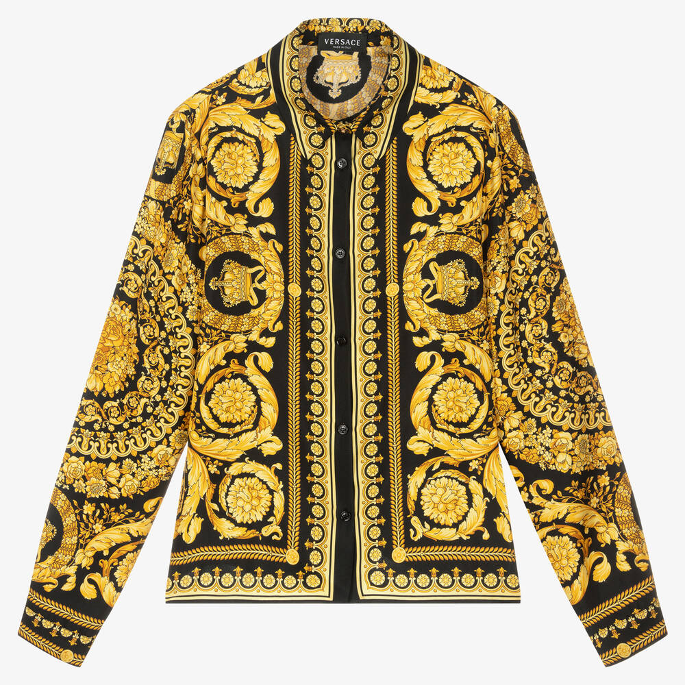 Versace - Teen Girls Gold Barocco Silk Blouse | Childrensalon