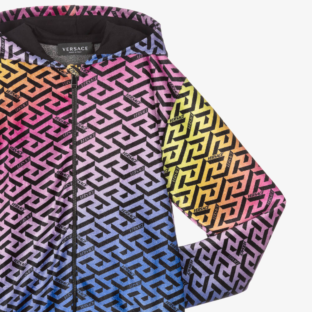 Versace-توب بسحّاب فيسكوز جيرسي بطبعة ملونة | Childrensalon Outlet