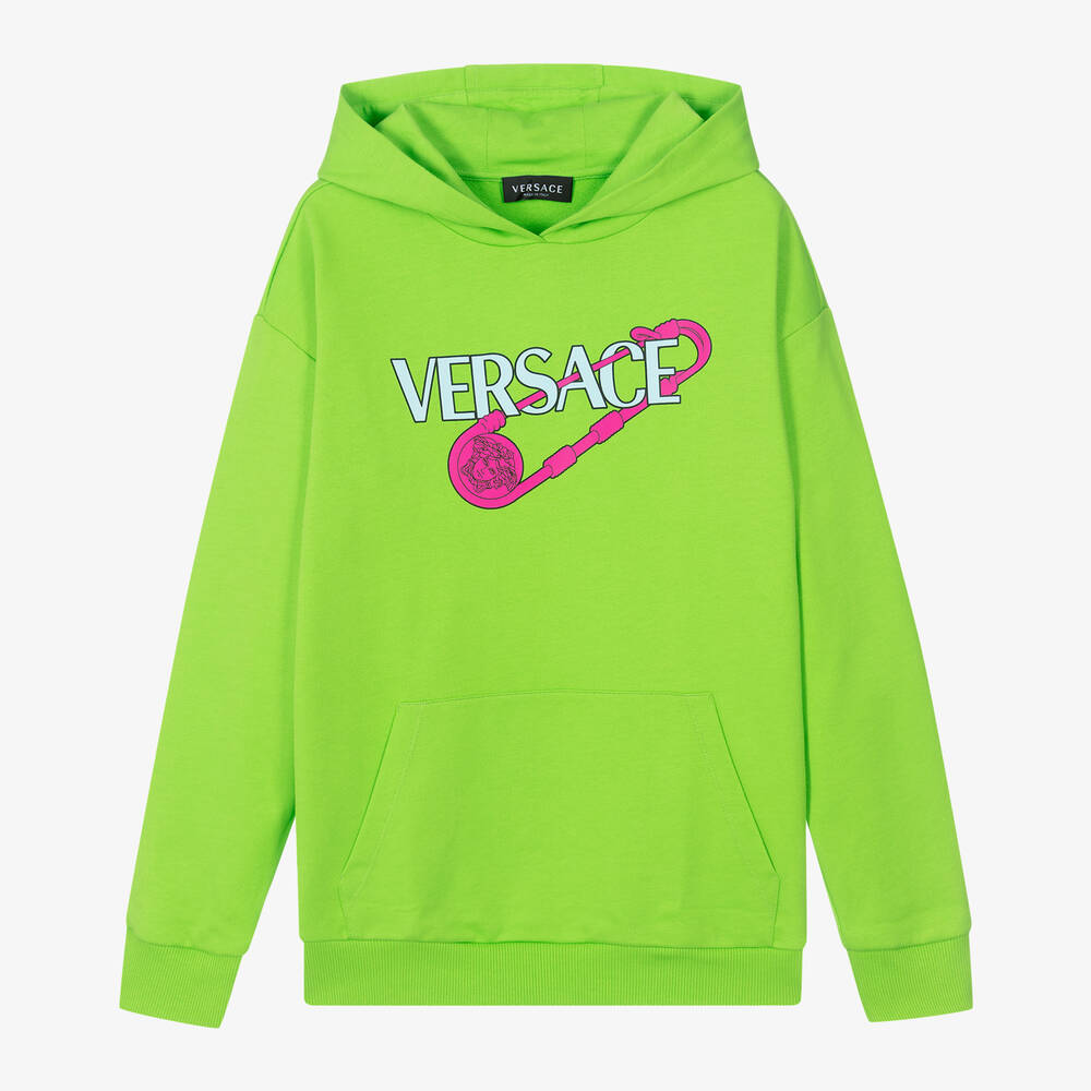Versace-توب هودي تينز بناتي قطن لون أخضر | Childrensalon Outlet