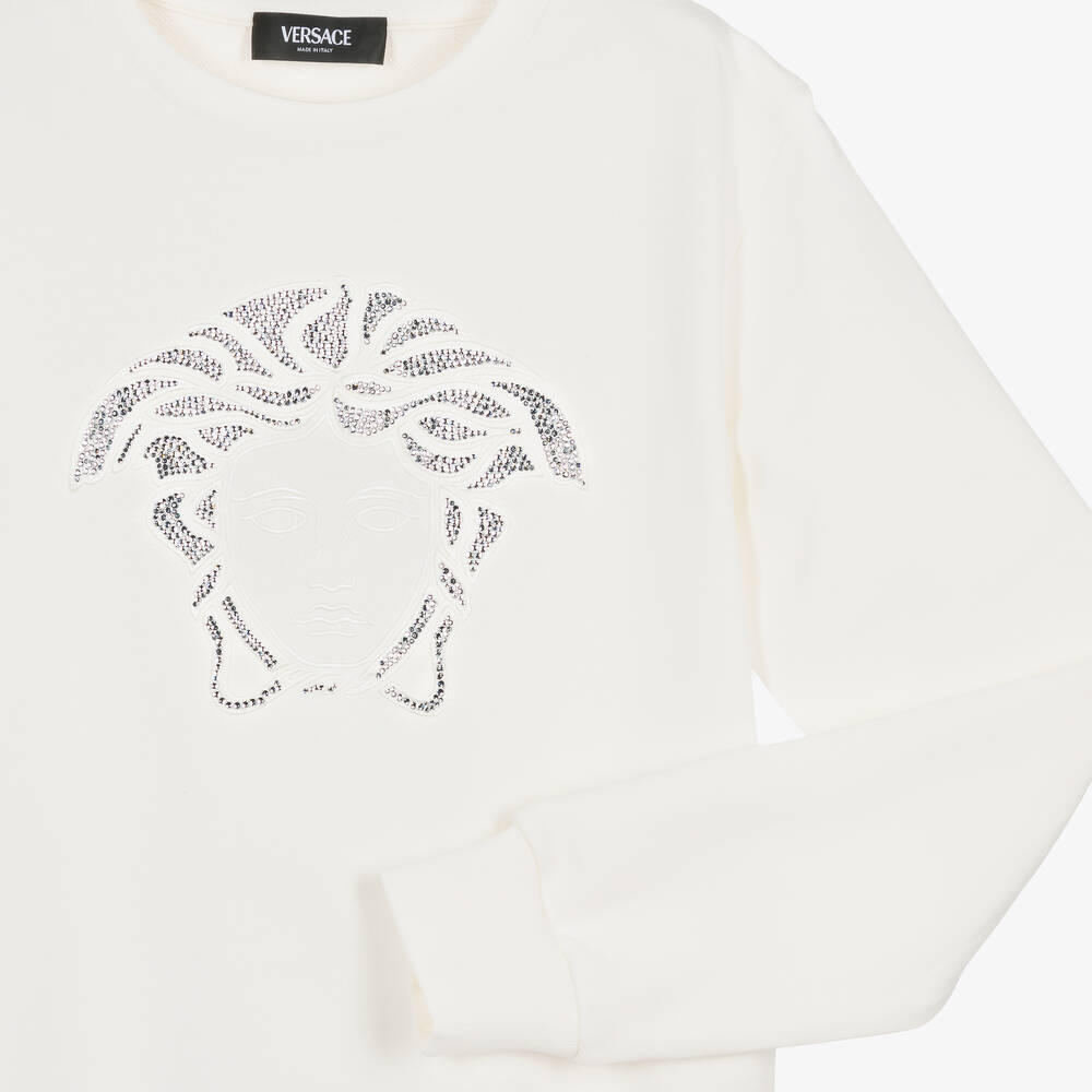 Versace-سويتشيرت قطن لون عاجي للمراهقات | Childrensalon Outlet