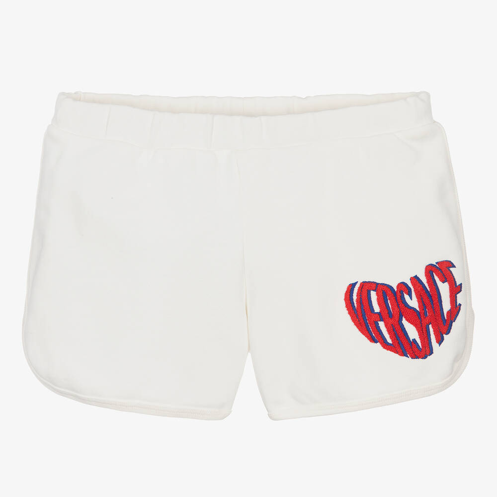 Versace-Teen Girls Ivory Heart Cotton Shorts | Childrensalon Outlet