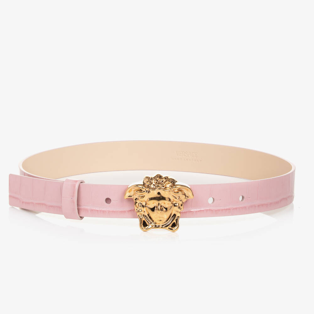 Versace-Розовый кожаный ремень Medusa для девочек-подростков | Childrensalon Outlet