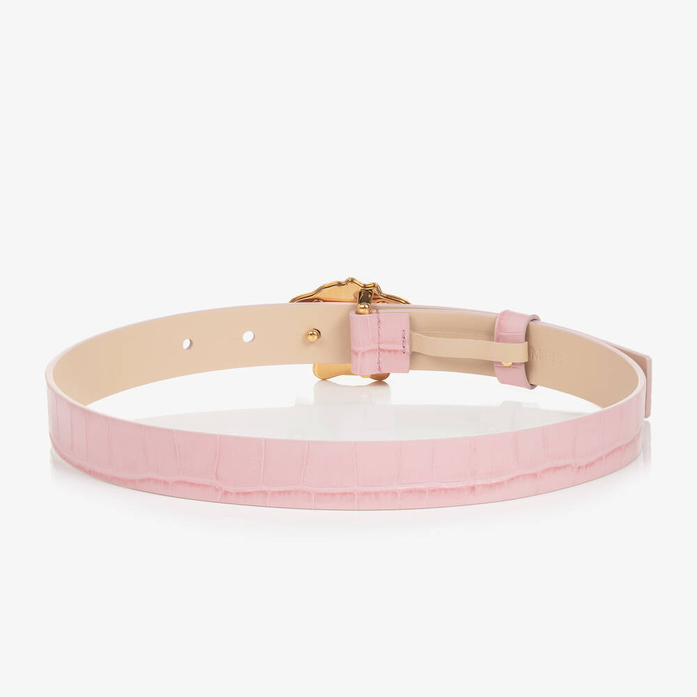 Versace-Розовый кожаный ремень Medusa для девочек-подростков | Childrensalon Outlet