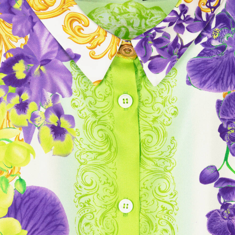Versace-Teen Girls Medusa Orchid Silk Blouse | Childrensalon Outlet