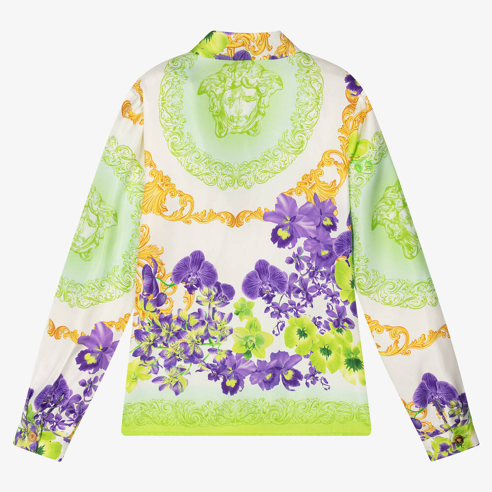 Versace-Teen Girls Medusa Orchid Silk Blouse | Childrensalon Outlet