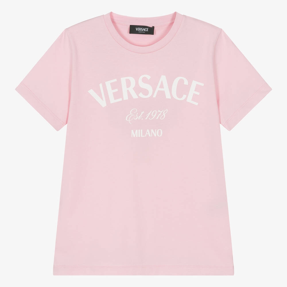 Versace-Teen Girls Pale Pink Cotton T-Shirt | Childrensalon Outlet