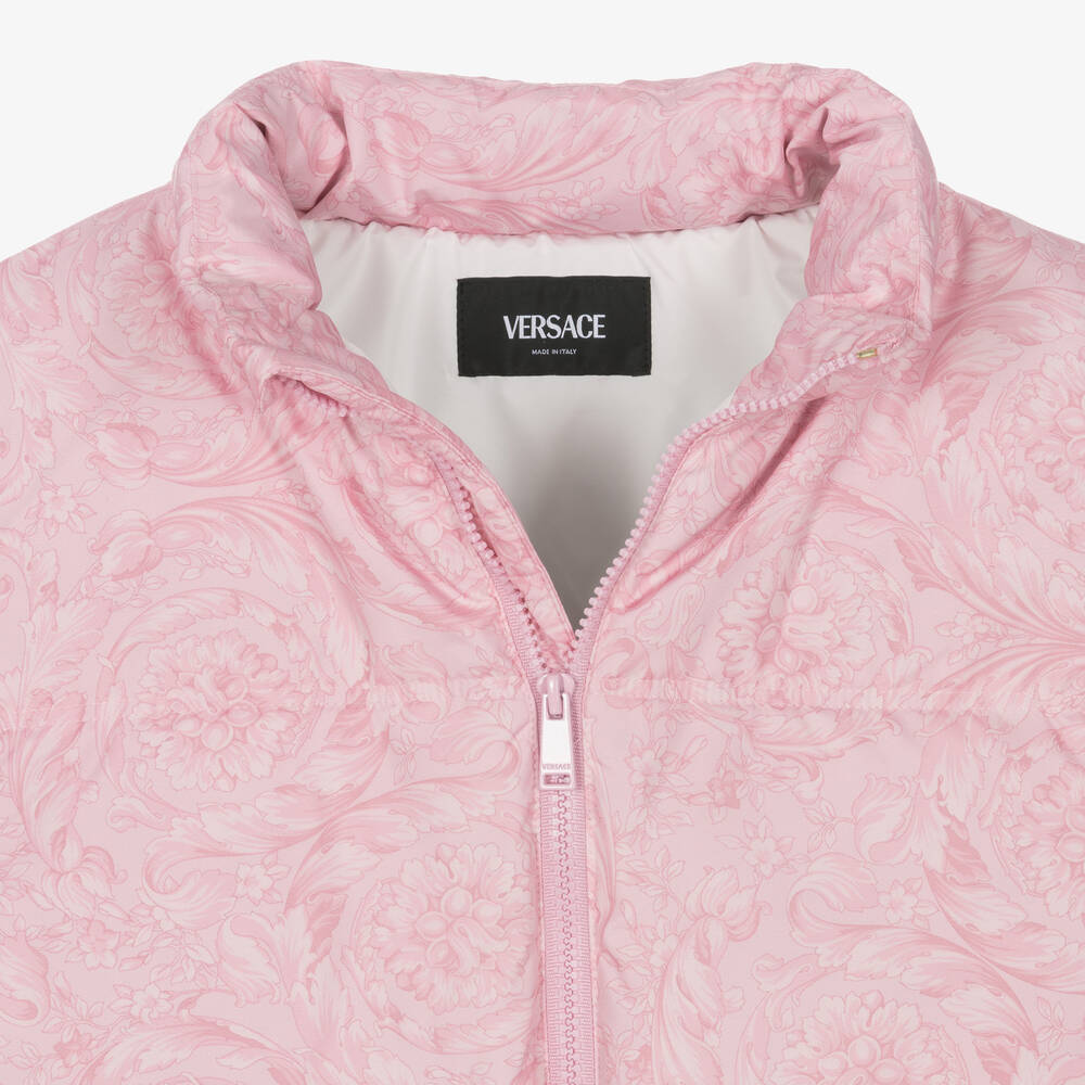 Versace-Розовый пуховик Barocco для девочек-подростков | Childrensalon Outlet