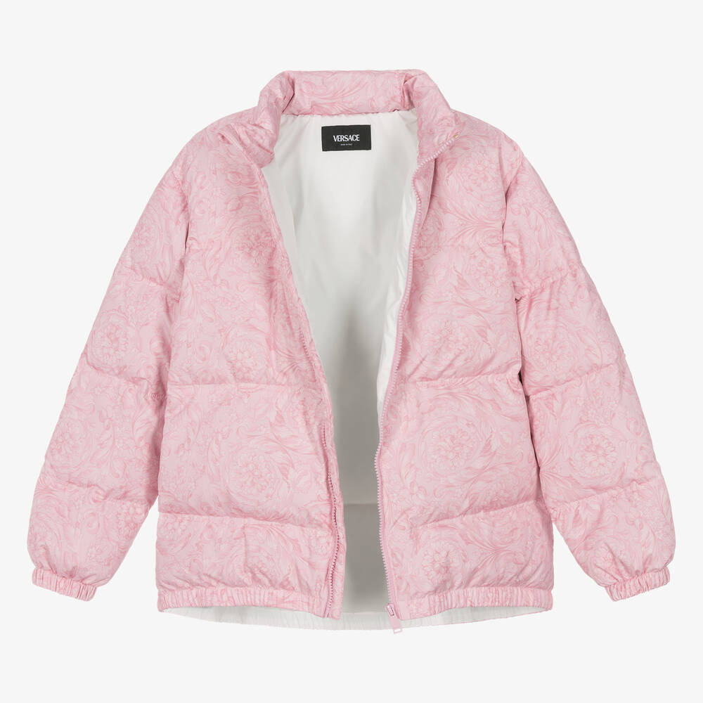 Versace-Розовый пуховик Barocco для девочек-подростков | Childrensalon Outlet