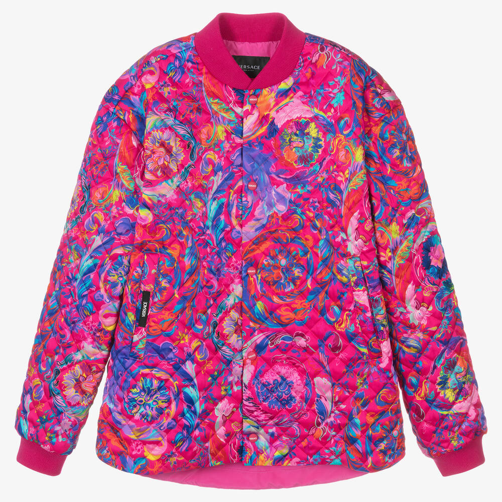 Versace - Teen Girls Pink Bomber Jacket | Childrensalon