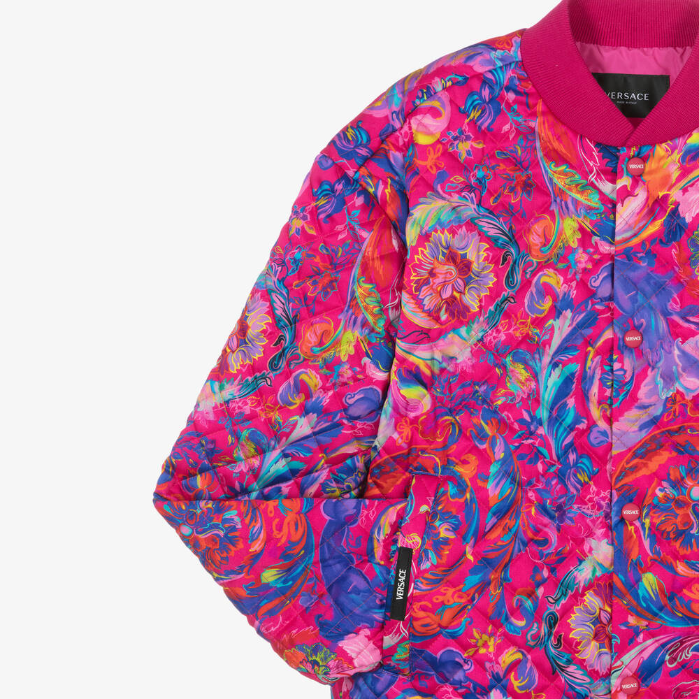 Versace-Розовая куртка-бомбер для девочек | Childrensalon Outlet