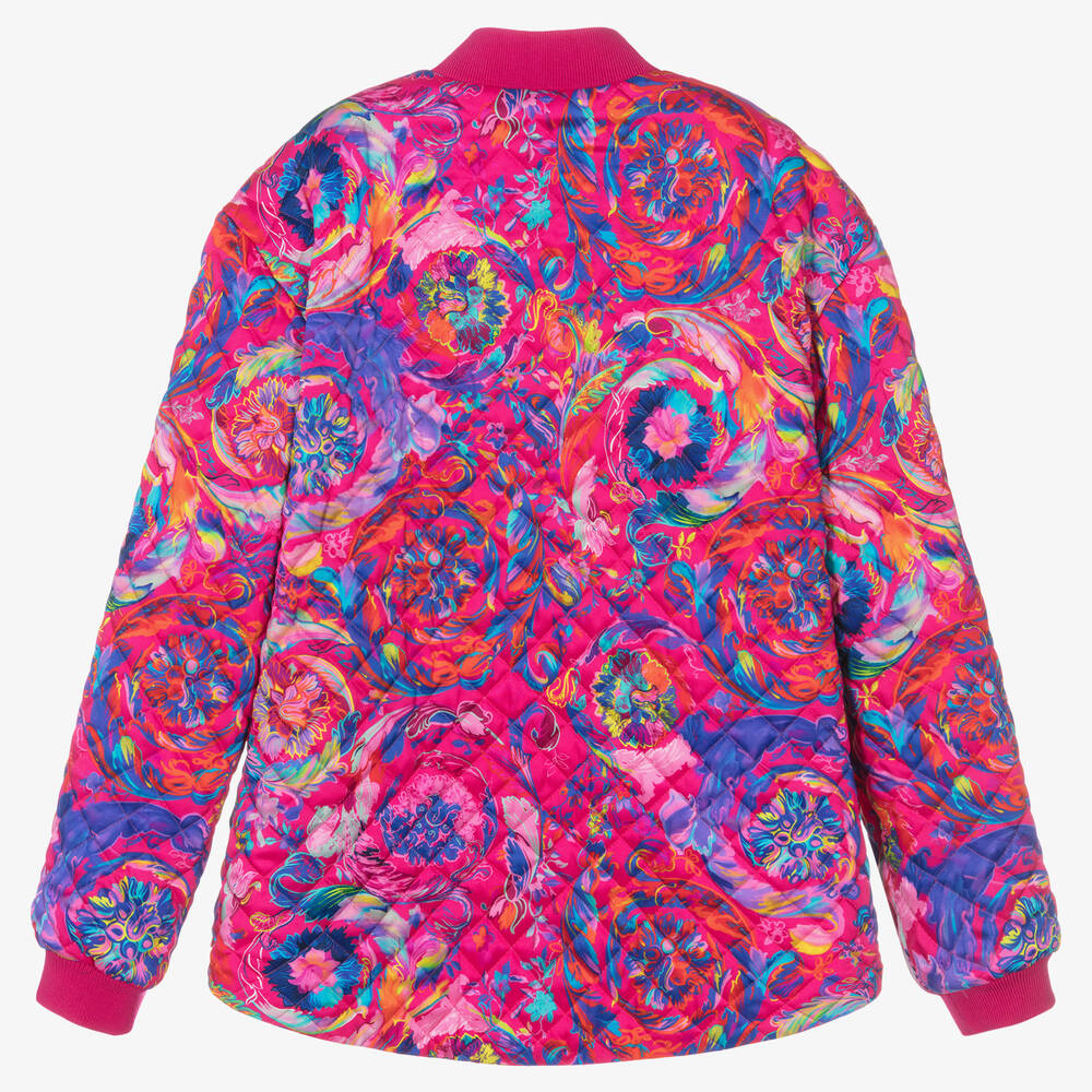 Versace-Розовая куртка-бомбер для девочек | Childrensalon Outlet