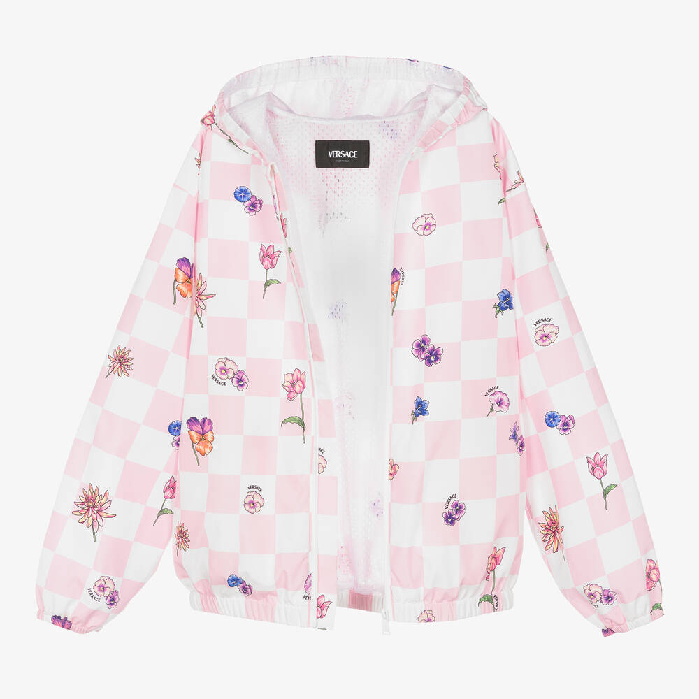 Versace-Розовая куртка в клетку для девочек-подростков | Childrensalon Outlet