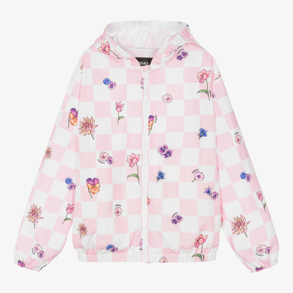 Versace-Teen Girls Pink Check Blossom Jacket | Childrensalon Outlet