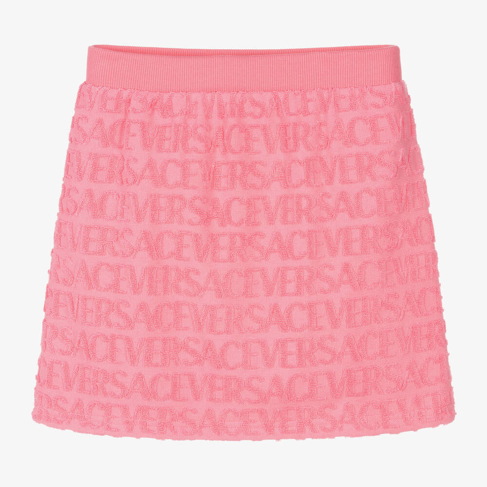Versace - Teen Girls Pink Cotton Towelling Skirt | Childrensalon