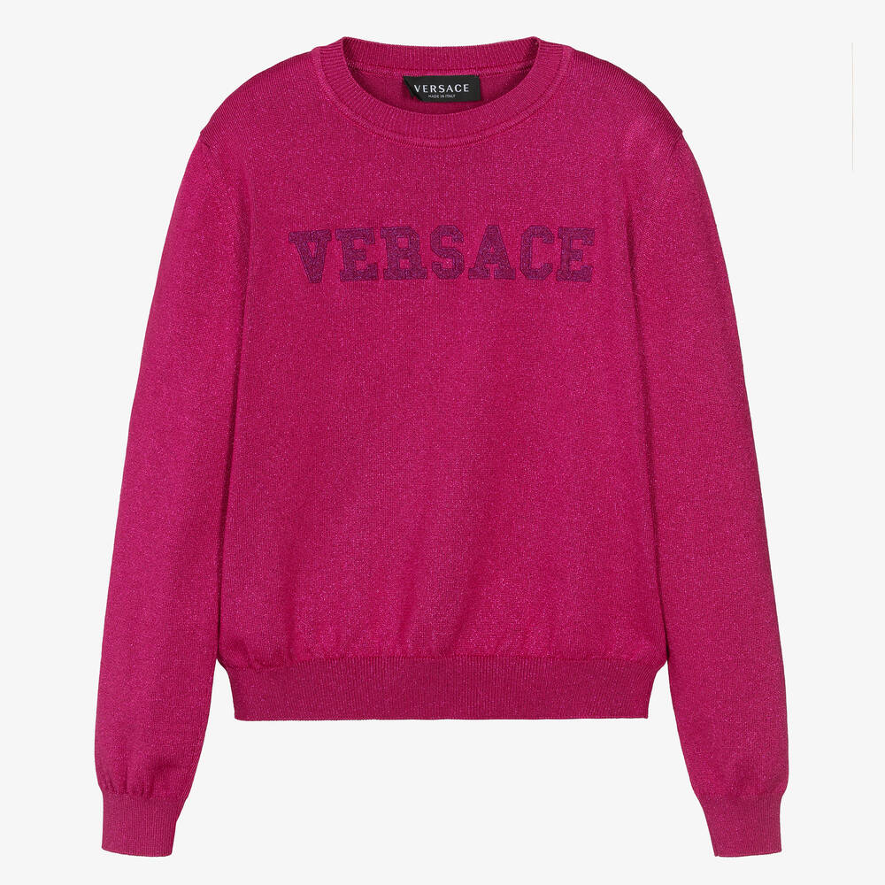 Versace - Pull rose à paillettes ado fille | Childrensalon