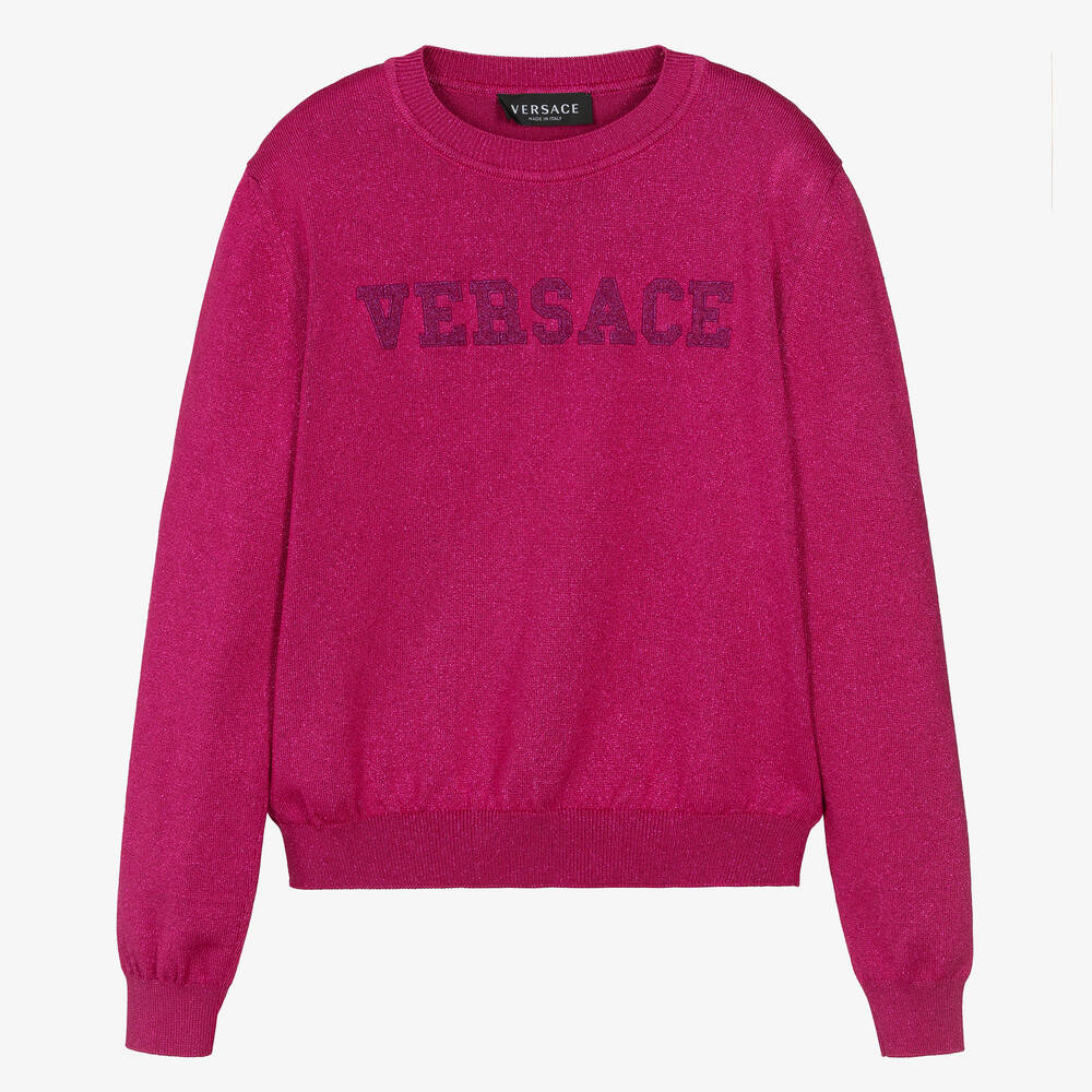 Pull rose paillettes ado fille