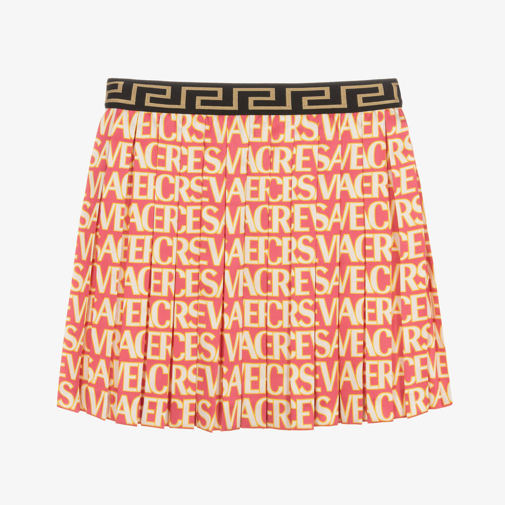 Versace-تنورة تينز بناتي تويل لون زهري وذهبي | Childrensalon Outlet